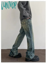 Lunivop Women’s High Waisted Neutral Style Regular Micro Flared Pants Casual Blue Jeans Vintage